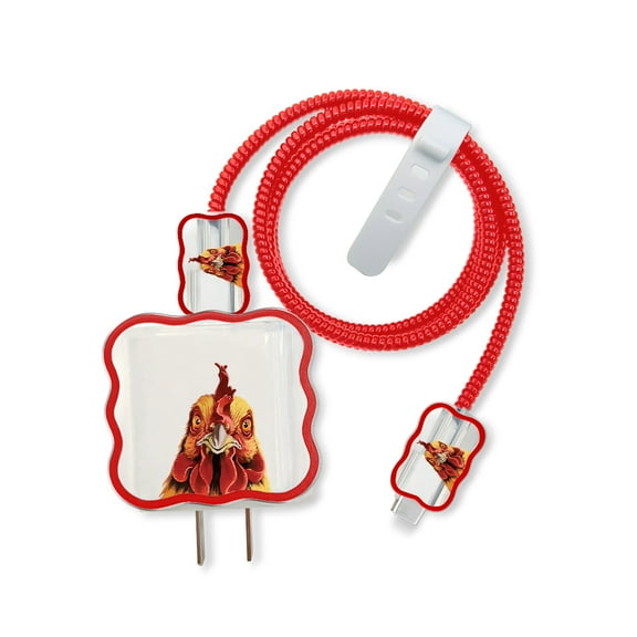 WIRESTER USB-C/Lightning Cable + Charger Cover Set (5 in 1) for the iPad iPhone 5 5S SE 6 6S 7 8 11 12 13 14 Pro Max XS XR X iWatch - Cochin Chicken