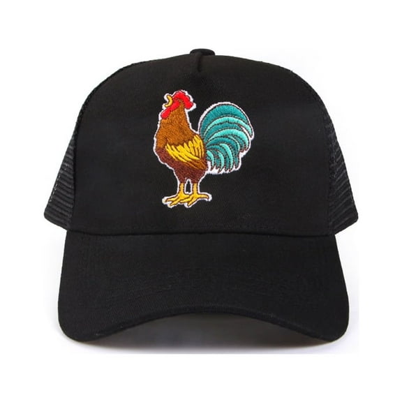 WIRESTER Unisex Embroidered Trucker Hat With Adjustable Buckle For Women & Men - Red Rooster Chicken