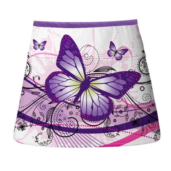 WIRESTER Unisex Fashionable 3-pocket Half Waist Apron Chef Catering Cooking Baking Kitchen Adjustable 2 Long Strings - 2 Tone Purple Butterfly