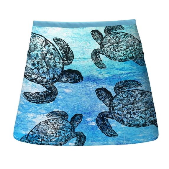 WIRESTER Unisex Fashionable 3-pocket Half Waist Apron Chef Catering Cooking Baking Kitchen Adjustable 2 Long Strings - Ocean Sea Turtles