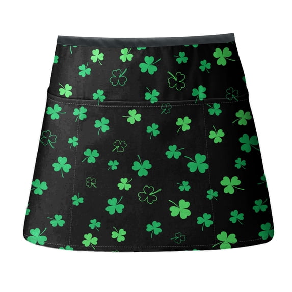 WIRESTER Unisex Fashionable 3-pocket Half Waist Apron Chef Catering Cooking Baking Kitchen Adjustable 2 Long Strings - Shamrock Clover Leaves