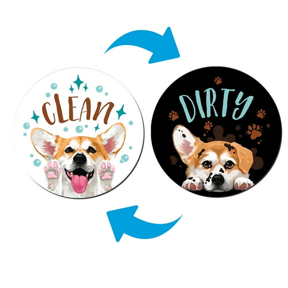WIRESTER Waterproof Dishwasher Magnet Clean Dirty Sign Double Sided Magnet Refrigerator Magnet - Pembroke Welsh Corgi