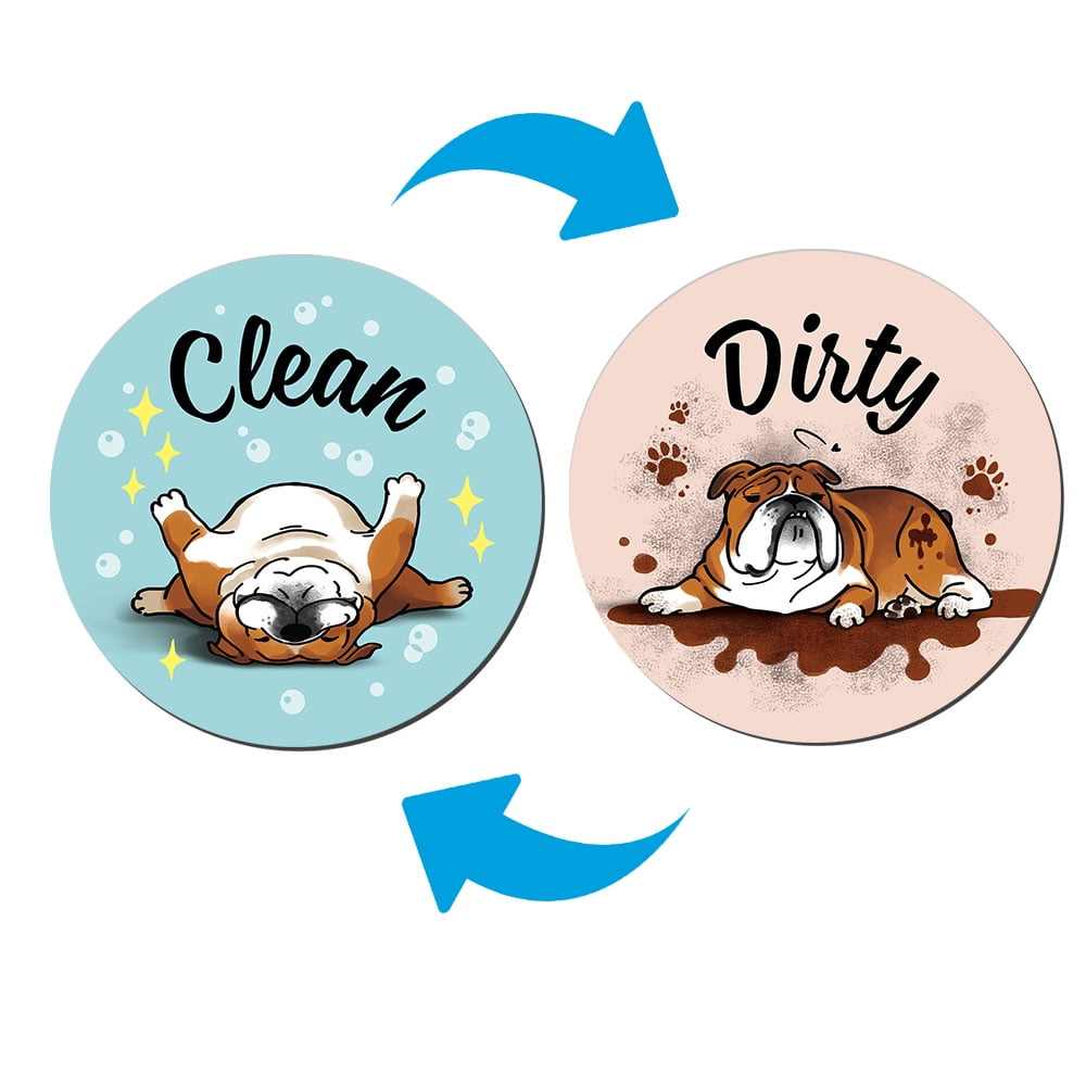 WIRESTER Geschirrspüler Magnet "Clean/Dirty" - Doppelseitig, Grüner Frosch, Ø 8,9 Cm, Für Spülmaschine & Waschmaschine
