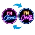 thumbnail image 1 of WIRESTER Waterproof Dishwasher Magnet Clean Dirty Sign Double Sided Magnet Refrigerator Magnet - Yellow & Purple Neon Glow Looking (Style 2), 1 of 5