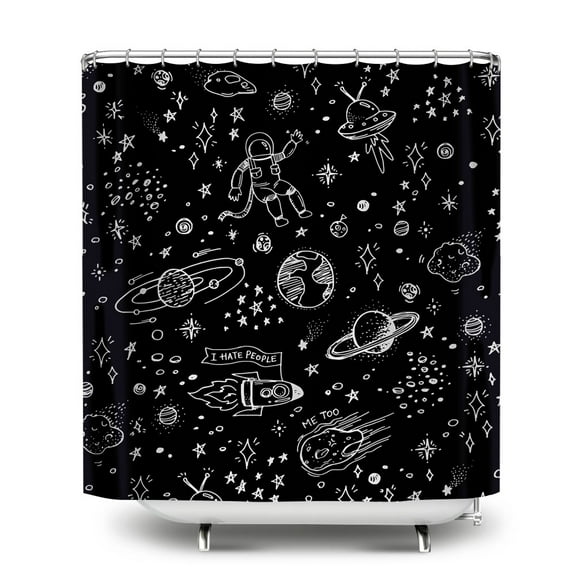 WIRESTER Waterproof Fabric Shower Curtain Liner, Space Things
