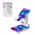 thumbnail image 1 of WIRESTER White Foldable Phone Stand for Desk, Adjustable Portable Cell Phone Holder for iPhone 17, 16, 15, 14 and Android Smartphones - Celestial Blue Purple Galaxy, 1 of 6