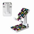 thumbnail image 1 of WIRESTER White Foldable Phone Stand for Desk, Adjustable Portable Cell Phone Holder for iPhone 17, 16, 15, 14 and Android Smartphones - Colorful Sugar Skulls, 1 of 6