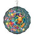 thumbnail image 1 of WIRESTER Wind Spinners Outdoor Hanging Décor 8" for Yard and Garden Decor, Outdoor Decorations - Colorful Sad Moon Happy Sun On Black, 1 of 7