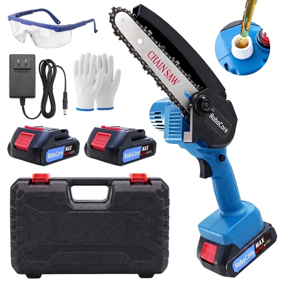 WIRIK 6-Inch Mini Chainsaw, Cordless Electric Chain Saw with 2 Batteries, Handheld Wood Cutter for Tree Trimming and Branch Cutting