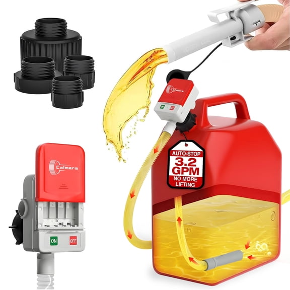 WIRIK Battery Powered Transfer Pump with Auto-Stop, 51'' Hose, 3.2 GPM Portable Liquid Pump with 4 Adapters for Water and Non-Corrosive Fluids