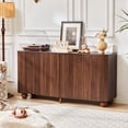 thumbnail image 1 of WIRRYTOR 57" Curved Fluted Kitchen Sideboard Buffet Cabinet, Mid-Century Modern Credenza with Solid Ball Legs for Dining Room Living Room, Walnut, 1 of 13