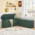 thumbnail image 1 of WIRRYTOR 59" Fluted L-Shaped Corner Storage Bench with Rounded Corners, Mid-Century Modern Breakfast Nook Bench, Extra Large Storage Chest, Green, 1 of 12