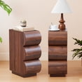 thumbnail image 1 of WIRRYTOR Curved Wave Narrow Nightstand Set of 2 for Bedroom, Mid-Century Modern 3 Drawer Slim Bedside Tables, Retro End Table Set of 2, Walnut, 1 of 9