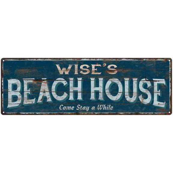 WISE'S Beach House Blue Rustic Cabin Home Decor 6x18 Metal 106180026445