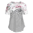 thumbnail image 1 of WISEFIN Women Maternity Floral Stitching Striped Short Sleeve Nursing Breastfeeding T-Shirt Tops, 1 of 4