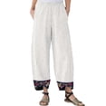 thumbnail image 1 of WISEFIN Women's Casual Plus Size XS-5XL Floral Mid Waist Relaxed Fit Cotton Linen Pants, 1 of 2