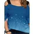 thumbnail image 1 of WISEFIN Women's Plus Size Beach Style Short Sleeve Cold Shoulder Loose T-Shirt Blouse, 1 of 3