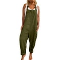 thumbnail image 1 of WISEFIN Women's Plus Size Bib Pant Pockets Relaxed Fit Cotton Linen One-Piece Jumpsuits, 1 of 2