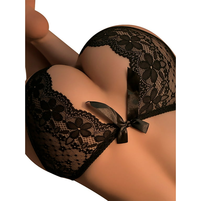 Vooruitzien rand Gelach WISEFIN Women's Sexy Lingerie Underwear Crotchless Open Butt Back Lace  See-Through Briefs Thong Panties - Walmart.com
