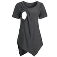 thumbnail image 1 of WISEFIN Womens Breastfeeding Tops Solid Color Short Sleeve Irregular Ruffled Nursing Maternity T-Shirts, 1 of 3