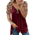 thumbnail image 1 of WISEFIN Womens Casual Leopard Print Short Sleeve Cold Shoulder T-Shirt Tops Size M-3XL, 1 of 5