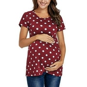 WISEFIN Womens Nursing Tops Short Sleeve Polka Dot Print Maternity T-Shirts Plus Size S-5XL