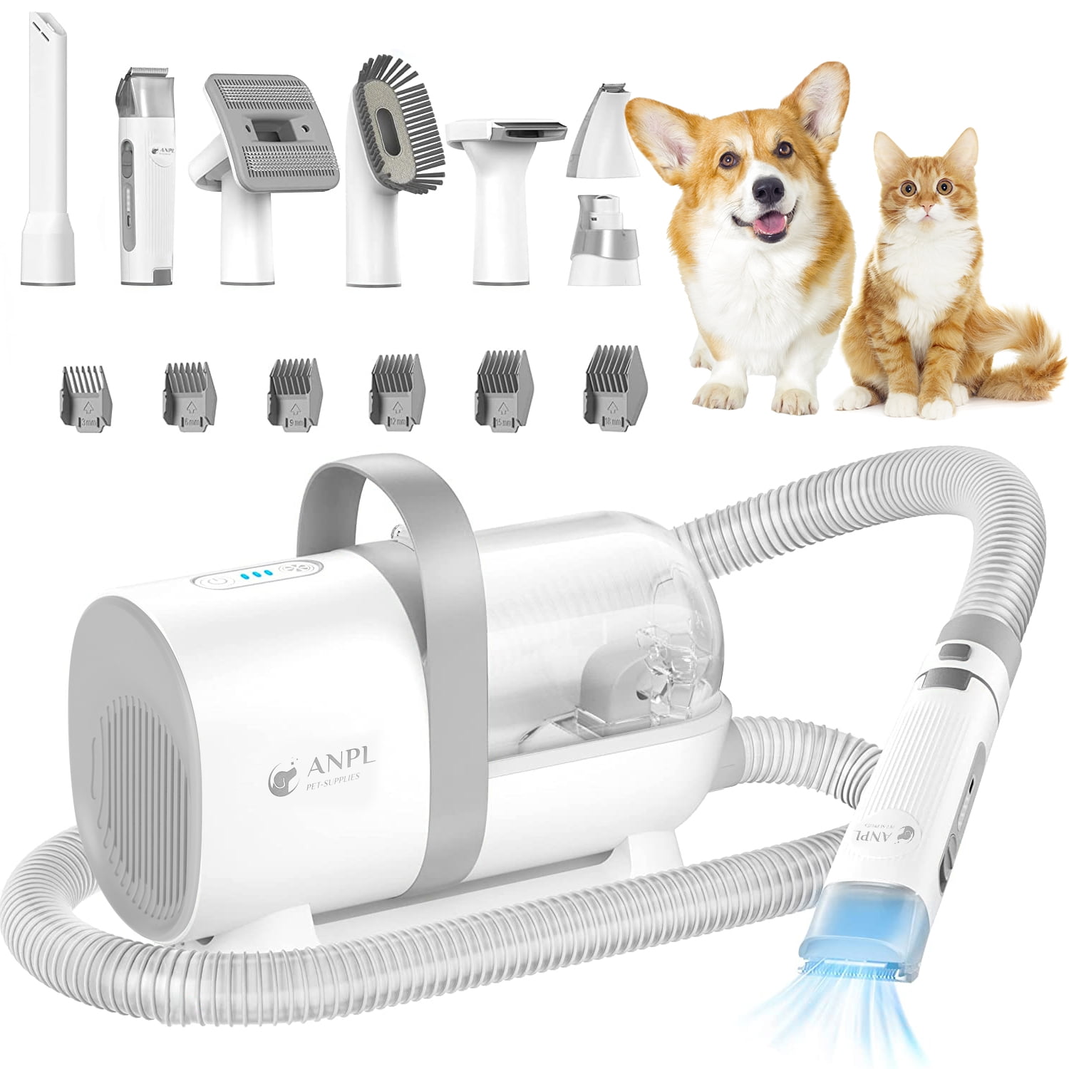 WISEPRO Pet Grooming Kit Hair Vacuum 99 Pet Hair Suction Pet Vacuum Groomer with 6 Pet Grooming Tools for Dogs and Cats Walmart