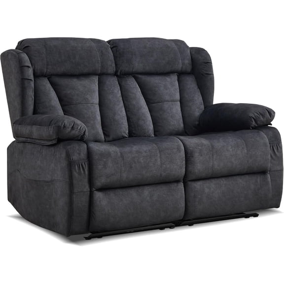 WISHDEER 56.7" Reclining Loveseat Sofa RV Loveseat Recliner Couch Home Theater Seating for Living Room Manual RV Recliners for Travel Trailers