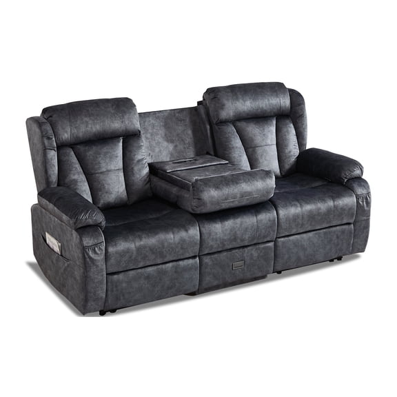 WISHDEER Loveseat Recliner RV Sofa Set for Living Room - Manual Recliner Couch with Convenient Side Pockets for Home Theater Seating
