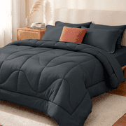 WISHEAD 7 Piece Queen Comforter Set Bed in a Bag, Ultra Soft Bedding Sets with Sheets & Pillowcases, All Season Quilted Luxury Bedding, Dark Gray