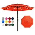 thumbnail image 1 of WISHEAD 9FT 3Tiers Solar Led Patio Umbrella, Sturdy Outdoor Market Umbrella for Deck, Pool, Garden w/Tilt, Crank, 32 LED Lights, Orange Red, 1 of 7