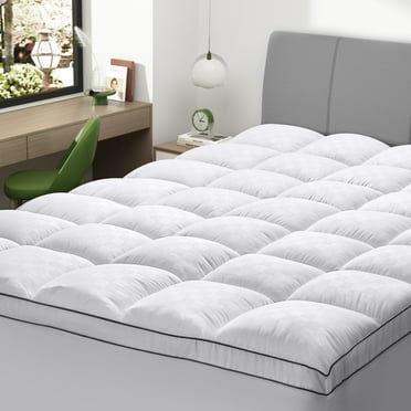 WISHEAD  Breathable Fluffy Soft Mattress Topper,Extra Thick Mattress Pad Cover for Back Pain,Cooling Mattress Protector with 8-21 Inch Deep Pocket,(White Queen)