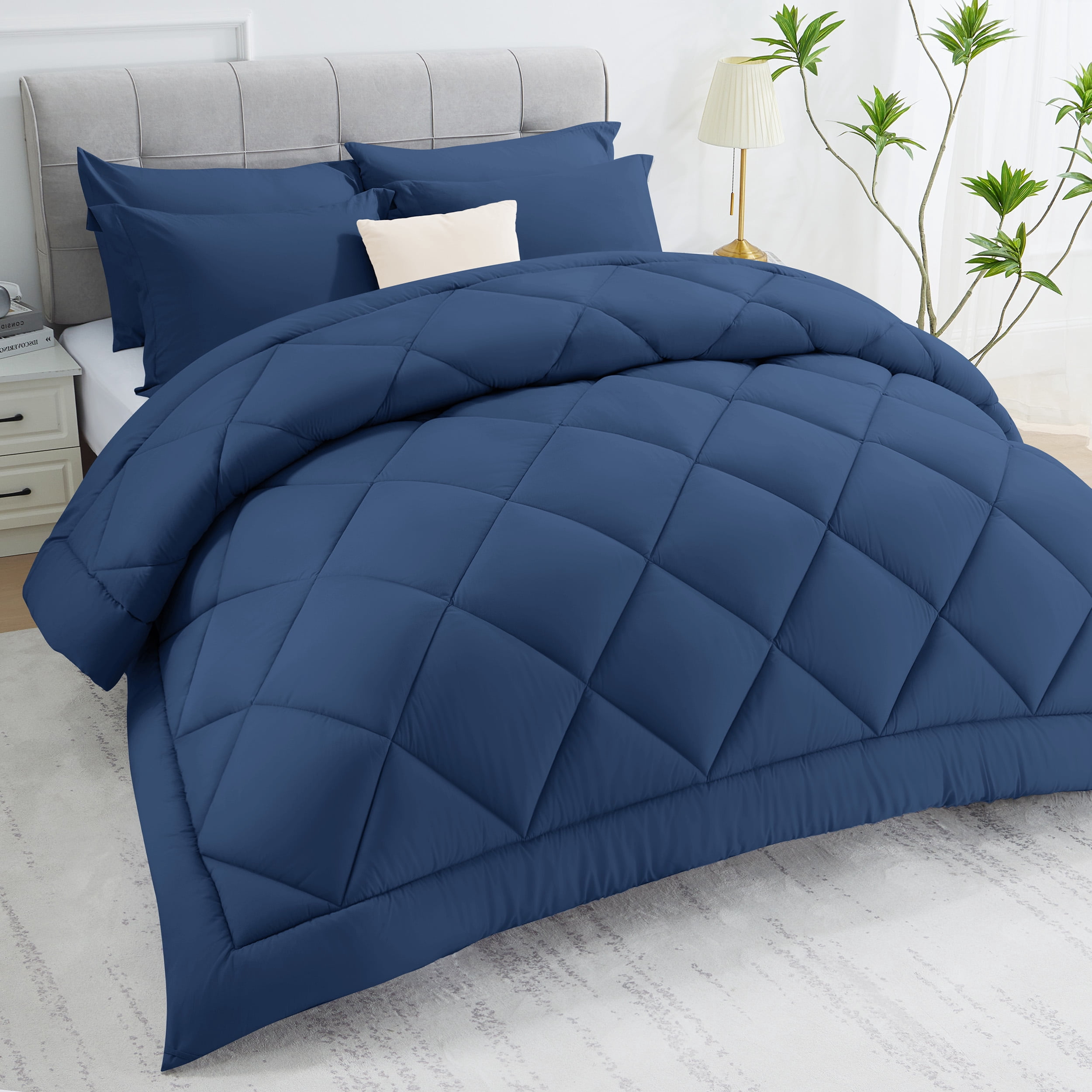 WISHEAD Comforter Queen Size All Season Soft Quilted Down Alternative ...