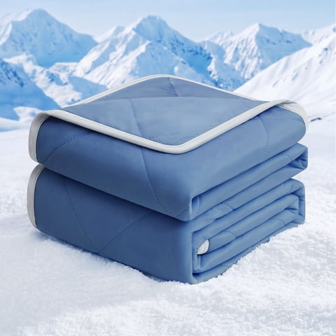 WISHEAD Cooling Blanket Queen Size, Cooling Comforter for Hot Sleepers, Double-Sided Lightweight Summer Bedding, Soft Breathable All-Season Quilt, (Dark Blue, 90" x 90")