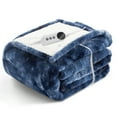 thumbnail image 1 of WISHEAD Electric Heated Blanket Throw 50''x60''Size Faux Fur Heating Blanket 5 Heating Settings, 3h Timer & Overheat Protection, Machine Washable, Soft Flannel and Sherpa Full Body Warmth,Royal Blue, 1 of 9