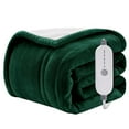 thumbnail image 1 of WISHEAD Electric Heated Blanket Throw Soft Flannel & Sherpa, 5 Heat Levels, 3 Hours Auto-Off Over-Heat Protection ETL Certification (50"x60", Green), 1 of 9