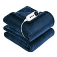 thumbnail image 1 of WISHEAD Electric Heated Throw Blanket with 9 Heat Levels & Auto Shut-Off, Plush Dual-Sided Flannel for Couch & Travel, Machine Washable, 50"x60", Dark Blue, 1 of 7