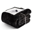 thumbnail image 1 of WISHEAD Electric Heated Blanket Twin 62''x84''Size Faux Fur Heating Blanket 5 Heating Settings, 10h Timer & Overheat Protection, Machine Washable, Soft Flannel and Sherpa Full Body Warmth,Black, 1 of 9