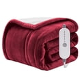 thumbnail image 1 of WISHEAD Electric Heated Blanket Twin Soft Flannel & Sherpa, 5 Heat Levels, 10 Hours Auto-Off Over-Heat Protection ETL Certification (62"x84", Red), 1 of 9