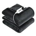 thumbnail image 1 of WISHEAD Electric Heated Blanket with 9 Heat Settings & 4 Auto-Off Timers, Dual-Sided Flannel Throw for Twin Bed, Machine Washable, ETL & FCC Certified, 62"x84", Dark Gray, 1 of 7