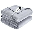 thumbnail image 1 of WISHEAD Electric Heated Blanket with 9 Heat Settings & 4 Auto-Off Timers, Dual-Sided Flannel Throw for Full Bed, Machine Washable, ETL & FCC Certified, 72"x84", Light Gray, 1 of 7