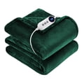 thumbnail image 1 of WISHEAD Electric Heated Throw Blanket with 9 Heat Levels & Auto Shut-Off, Plush Dual-Sided Flannel for Couch & Travel, Machine Washable, 50"x60", Green, 1 of 7
