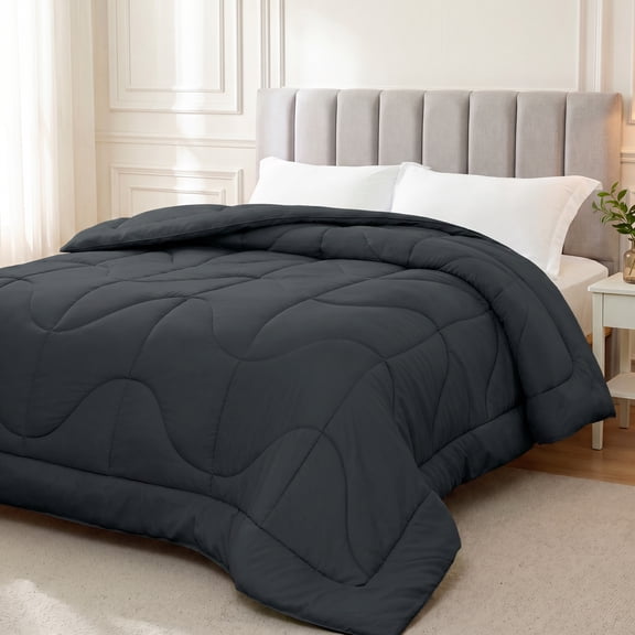 WISHEAD King Comforter Duvet Insert, Reversible Quilted with Corner Tabs, Ultra Soft for All Season, Hotel Down Alternative Cooling Breathable Bedding, Machine Washable (Dark Gray, 102" x 90")