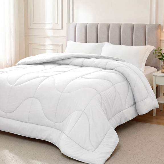 WISHEAD Queen Comforter Duvet Insert, Reversible Quilted with Corner Tabs, Ultra Soft for All Season, Hotel Down Alternative Cooling Breathable Bedding, Machine Washable (White, 88" x 88")