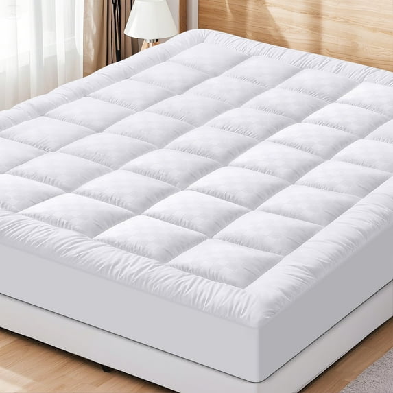 WISHEAD Queen Quilted Fitted Mattress Pad, Fluffy Soft Mattress Topper Protector with 8-21" Deep Pocket, Machine Washable Bed Cover
