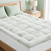 WISHEAD Queen Bamboo Mattress Topper, Plush Mattress Pad Cover with Down Alternative Fill, 8-21" Deep Pocket, Breathable Non-Slip & Washable