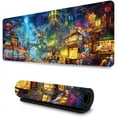thumbnail image 1 of WISHTIME Gaming Mouse Mat Large Mouse Mat Long Extended Mouse Pad Desk Mat Non-Slip Rubber Mice Pads Stitched Edges Thin Pad (31.5x11.8x0.08Inch)Small Town, 1 of 8