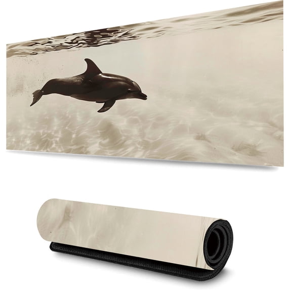 WISHTIME Gaming Mouse Pad Large Desk Mat with Non-Slip Rubber Base and Stitched Edges,Keyboard Mouse Mat Desk Pad for Work,Game,Office,Home,Shark Black