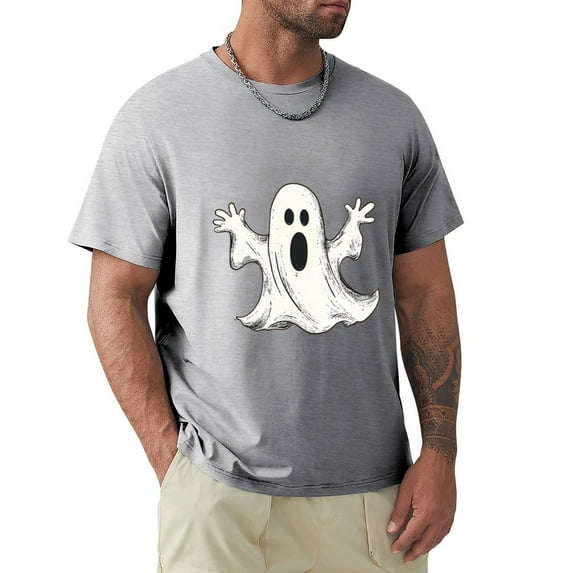 WISHTIME Ghost Shirts for Men, 2024 Cute T-Shirts Crew Neck Casual Basic Tee, Made in USA