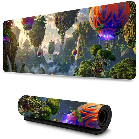 WISHTIME Large Gaming Mouse Pad, 31.5 x 11.8 × 0.08 in with Stitched Edges, Extended Mousepad, Durable Non-Slip Natural Rubber Base, Washable Keyboard Pad, Desk Pad for Gamer,High